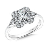 Floral Shape Halo Diamond Engagement Ring